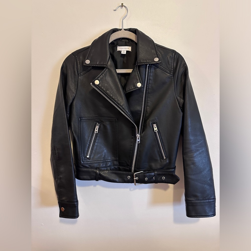 TOPSHOP Faux Leather Moto Jacket